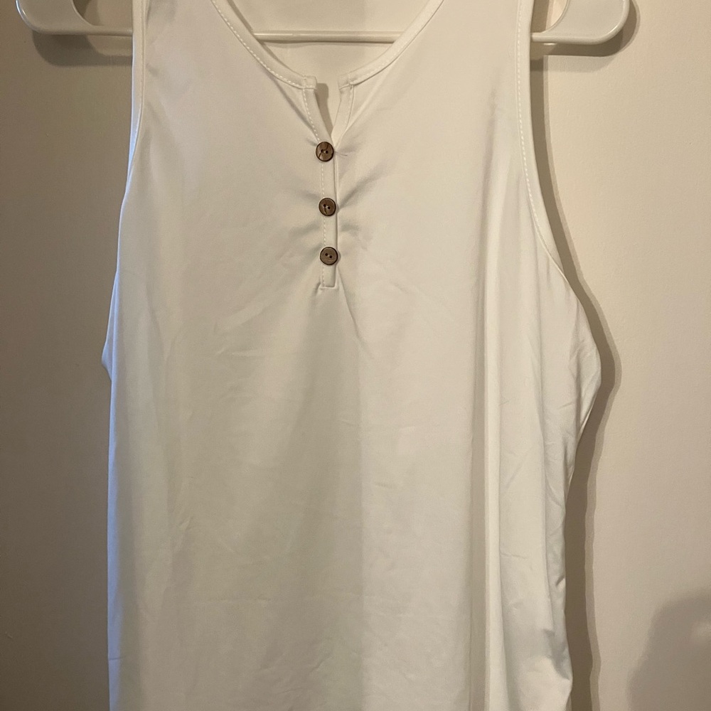 White Sleeveless Button-Front Top